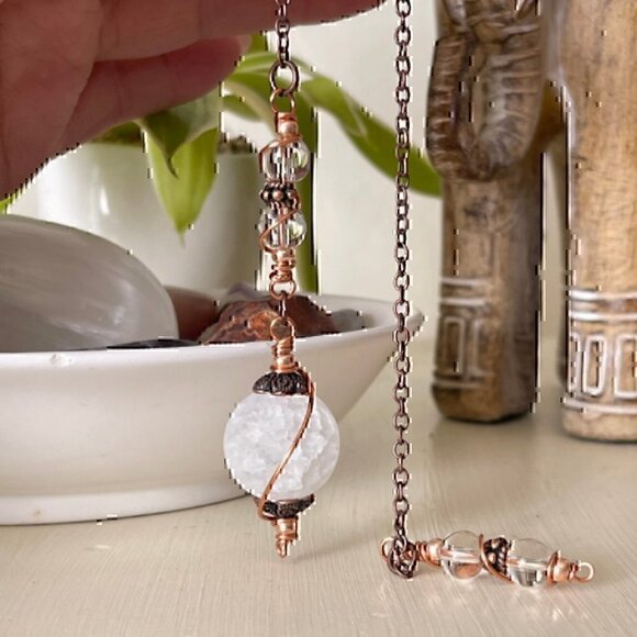 Handmade Quartz Crystal Copper Dowsing Pendulum Set - Picture 9 of 9